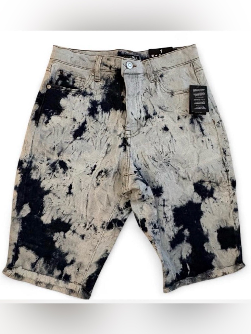 Fashion Nova Black & White Tie-Dye High-Rise Jean Shorts